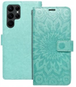 Etui z klapką / Kabura MEZZO do Samsung Galaxy S22 Ultra mandala zielone